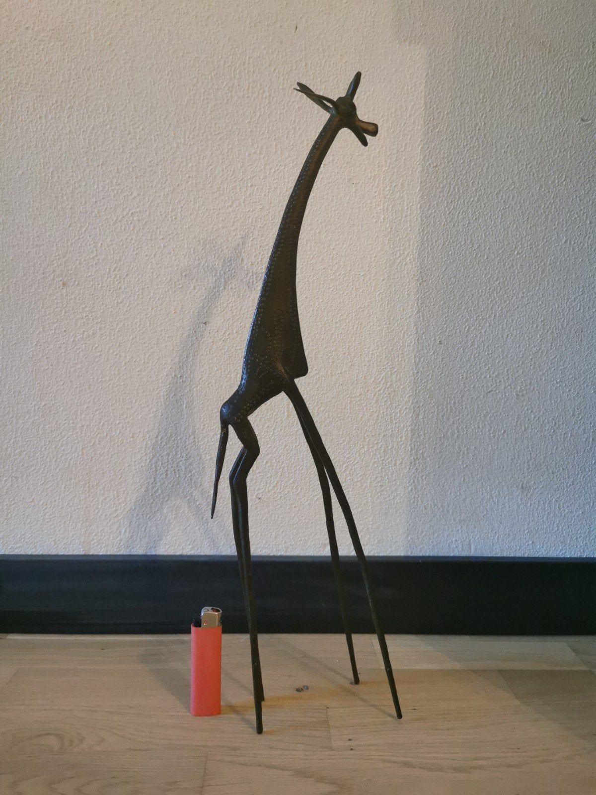 bronzen/metalen 
Vintage  giraffe beeld – uniek d, Ophalen of Verzenden, Gebruikt, Mens