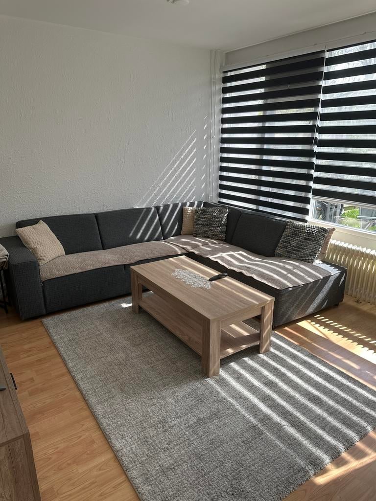 Comfortabele Hoekbank - Grijs Stof, Huis en Inrichting, Banken | Bankstellen, Gebruikt, Hoekbank, Vierpersoons of meer, 250 tot 300 cm