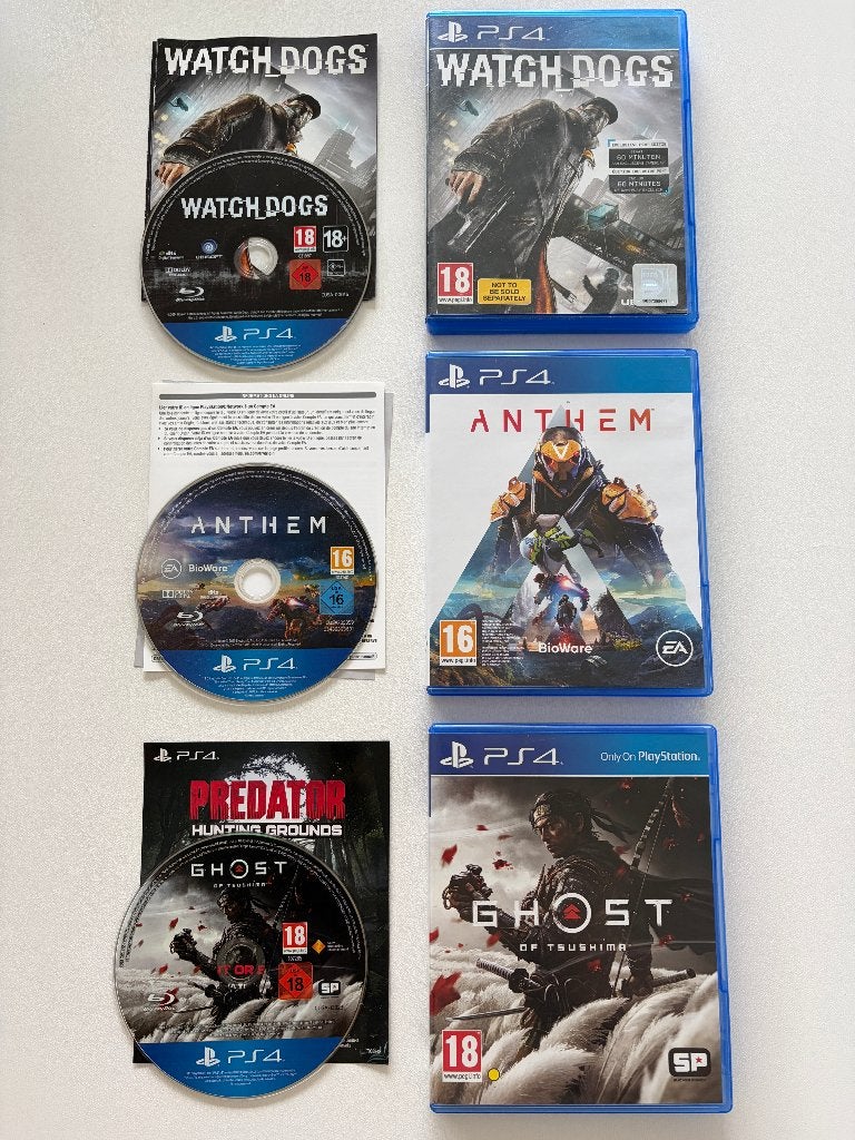 3 PS4 Games – Ghost of Tsushima + Watch Dogs + Anthem, Spelcomputers en Games, Avontuur en Actie, Vanaf 18 jaar, 1 speler, Ophalen of Verzenden