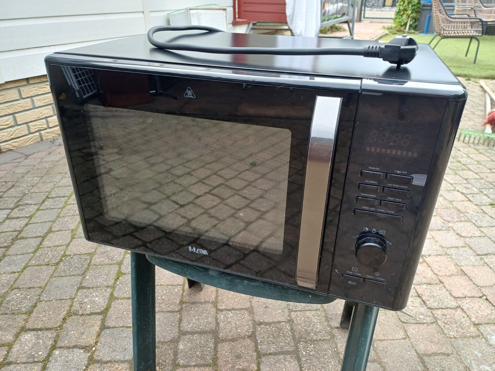 Etna CMV328ZT Combimagnetron - Zwart/RVS, Combimagnetron, Gebruikt, Hete lucht, Ophalen of Verzenden