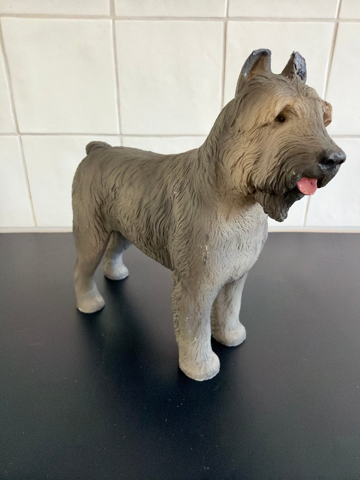 Bouvier beeldje - 15,5 cm - Gips, Ophalen of Verzenden, Gebruikt, Hond of Kat, Beeldje of Figuurtje