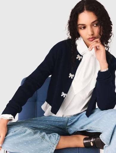 Maje Marine Cardigan met Strikjes S, Kleding | Dames, Blauw, Ophalen of Verzenden, Maat 36 (S), Maje