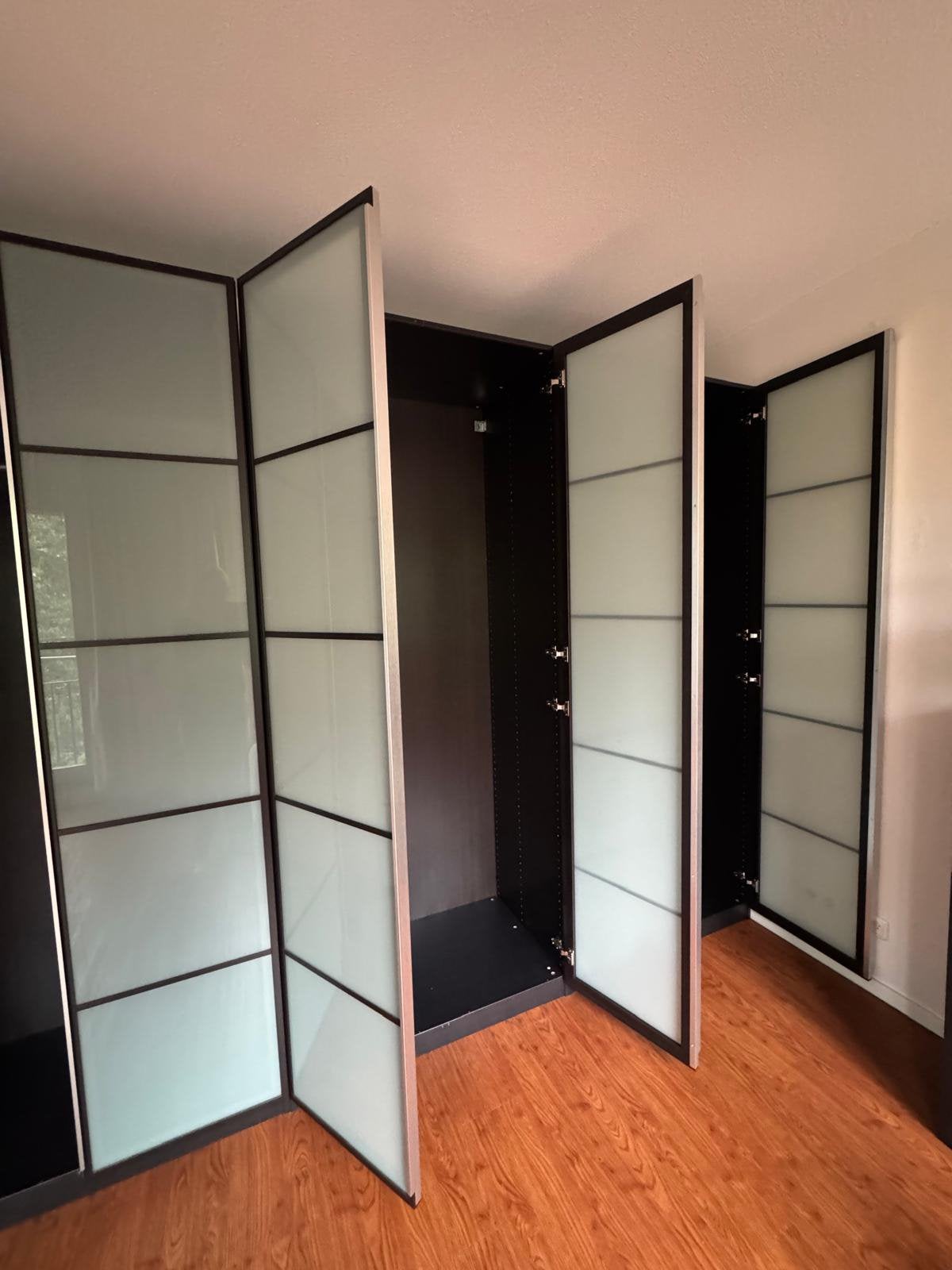 4-  pax kasten van Ikea met melkglas deuren, Ophalen, Gebruikt, 200 cm of meer, Met plank(en)