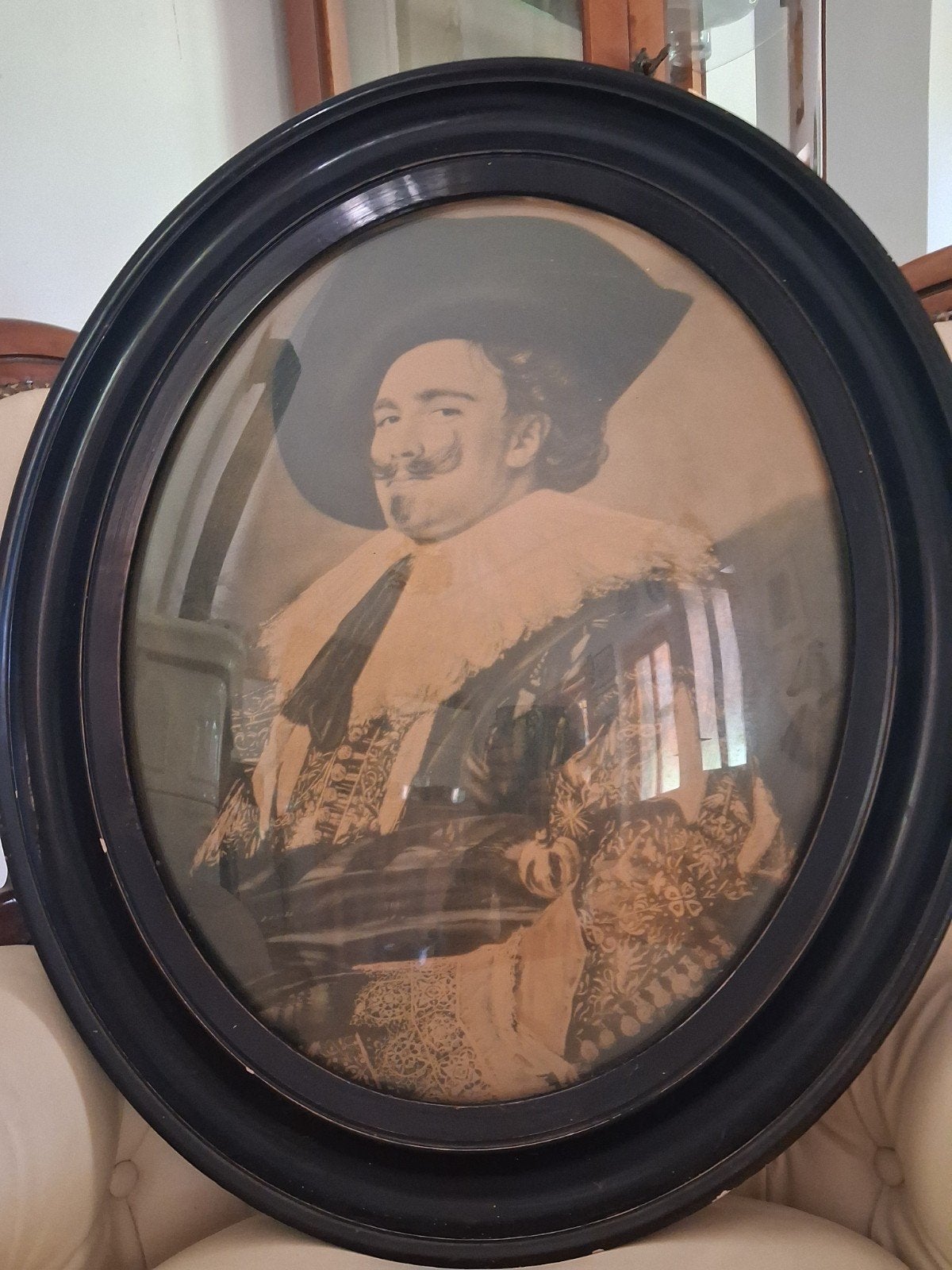 Antieke foto "The Laughing Cavalier" uit 1930 in lijst, Antiek en Kunst, Kunst | Schilderijen | Klassiek, Ophalen of Verzenden