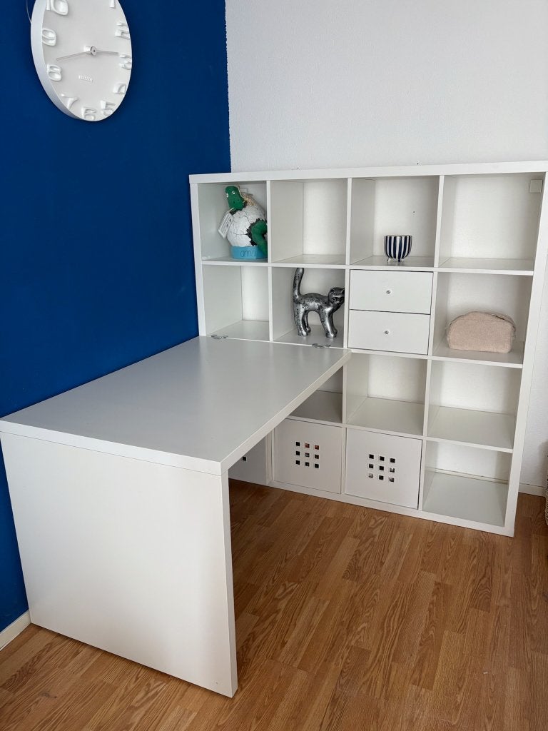 Kallax open kast met bureau, Huis en Inrichting, Bureaus, Demontabel, Gebruikt, 115 cm, Hout