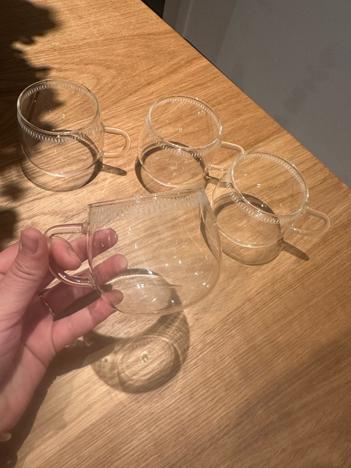 Set van 4 vintage Schott Mainz Jenaer Glas theeglazen, Ophalen of Verzenden
