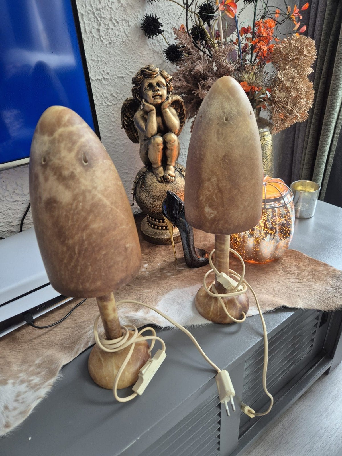 Antieke paddestoel lampen set, Antiek en Kunst, Ophalen of Verzenden