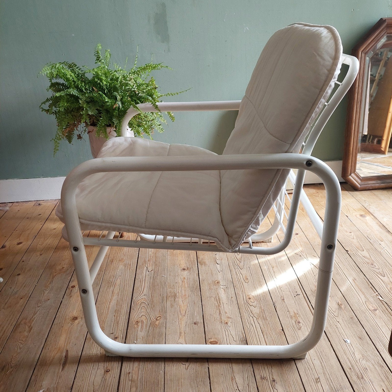 Lucky Vintage IKEA Mölle fauteuil / draadstoel, Huis en Inrichting, Fauteuils, Ophalen, Gebruikt, Vintage Bauhaus, 50 tot 75 cm