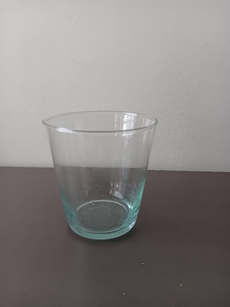 Glazen potje vaasje van helder glas, Overige materialen, Gebruikt, Ophalen of Verzenden, Groen