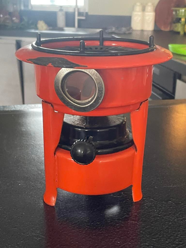 Vintage Oranje Petroleum Kooktoestel / Oliepitje, Antiek en Kunst, Ophalen of Verzenden