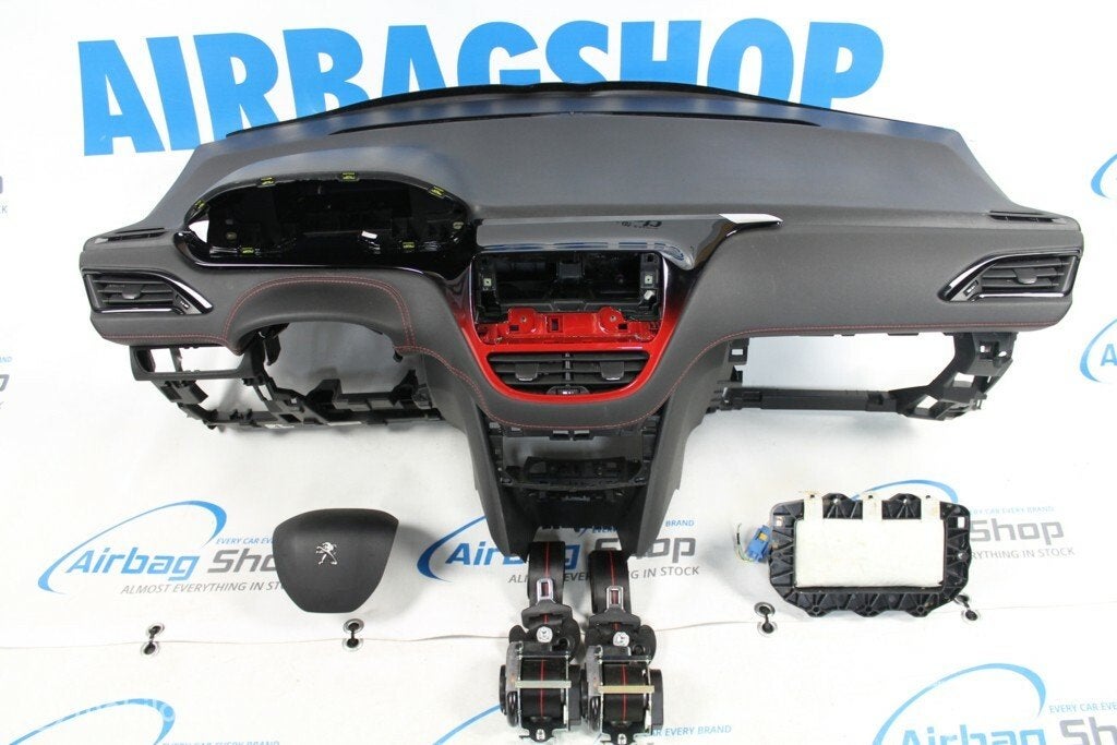 Airbag set Dashboard leder rode stiksel Peugeot 208, Gebruikt, Ophalen of Verzenden
