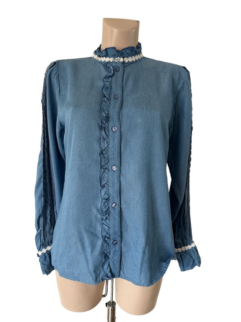 Fabienne Chapot blouse S, Kleding | Dames, Blouses en Tunieken, Blauw, Ophalen of Verzenden, Zo goed als nieuw