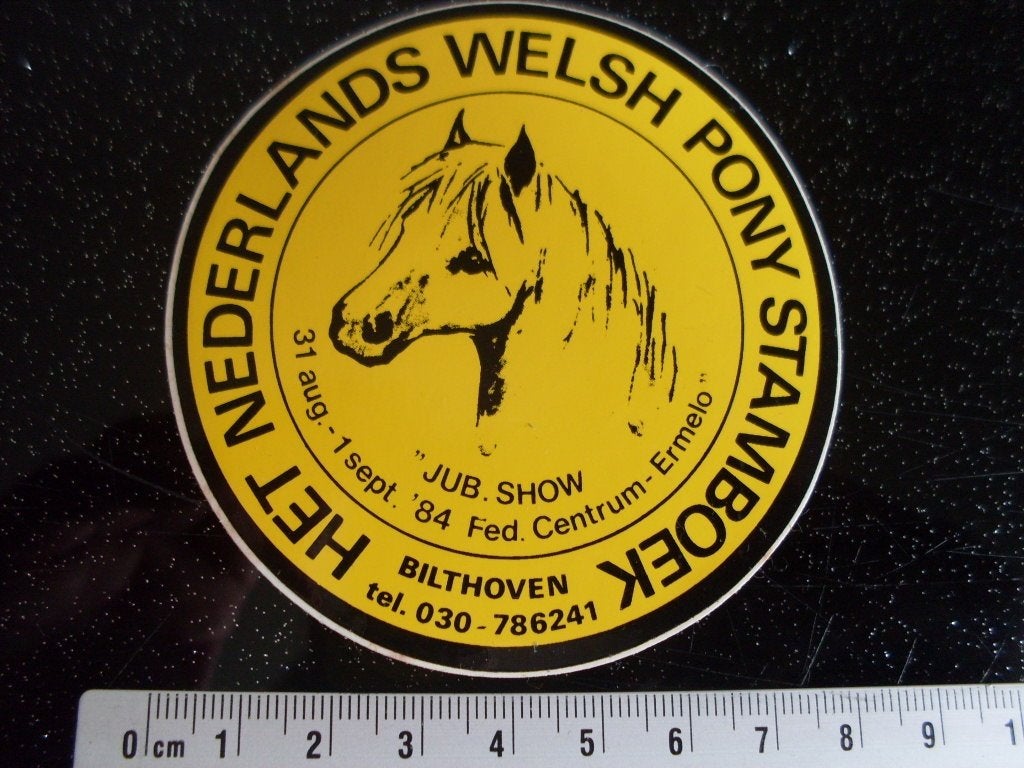 sticker het nederlands welsh pony stamboek 1984, Verzenden, Zo goed als nieuw, Bedrijf of Vereniging