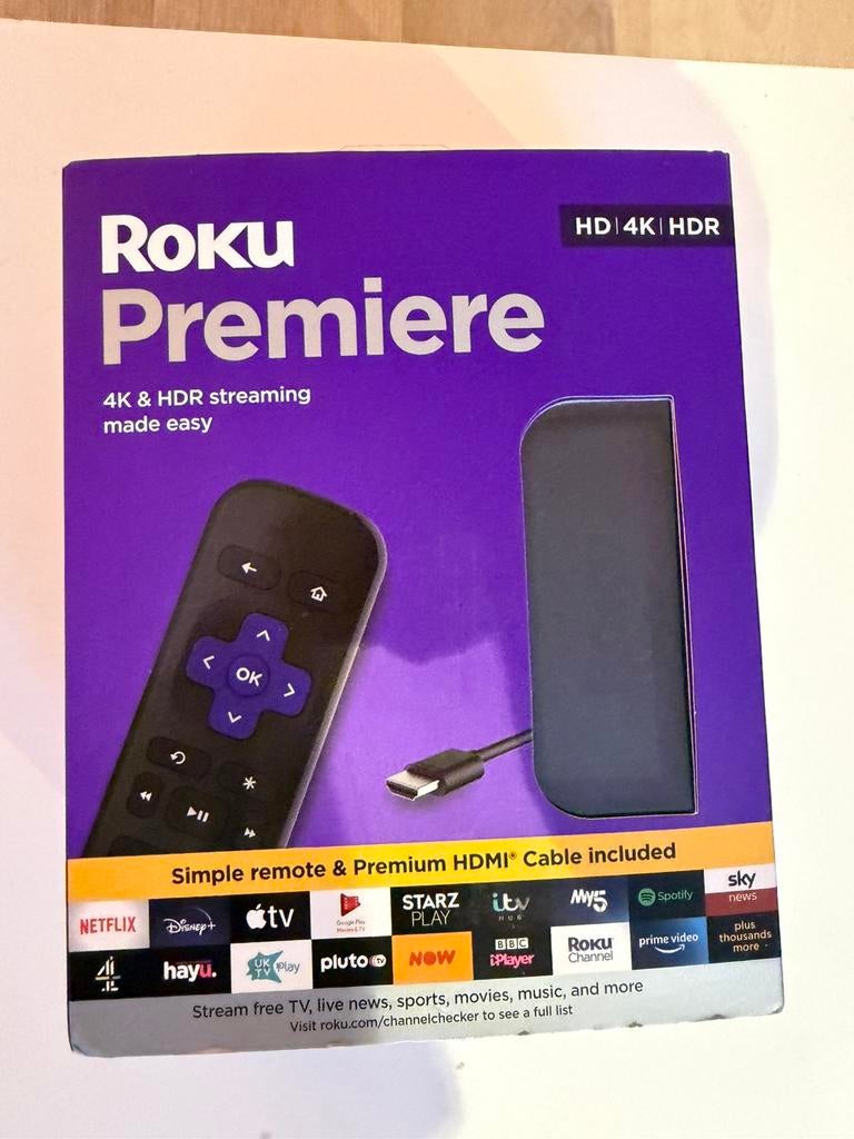 Roku Premiere 4K & HDR Streaming Media Player, Audio, Tv en Foto, Afstandsbedieningen, Zo goed als nieuw, Tv, Ophalen of Verzenden