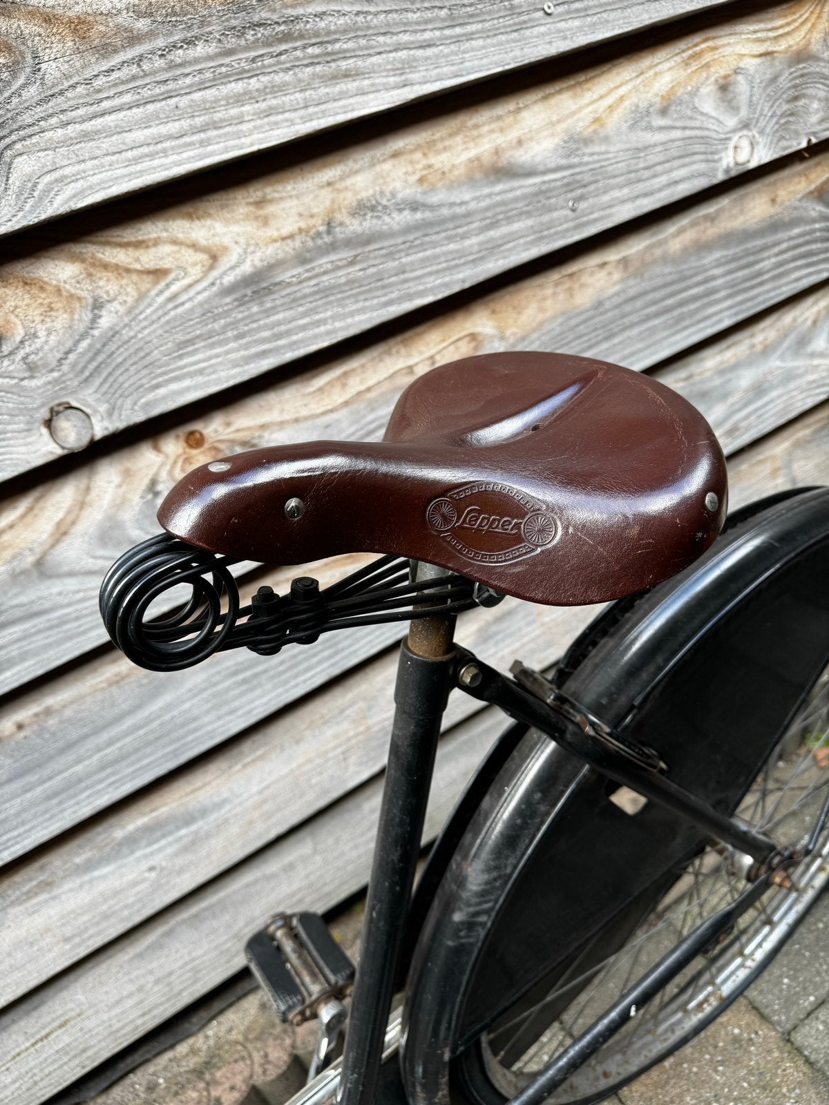 Leren fietszadel Lepper voor bakkersfiets - nette staat, Gebruikt, Leer, Bakfiets, Ophalen of Verzenden