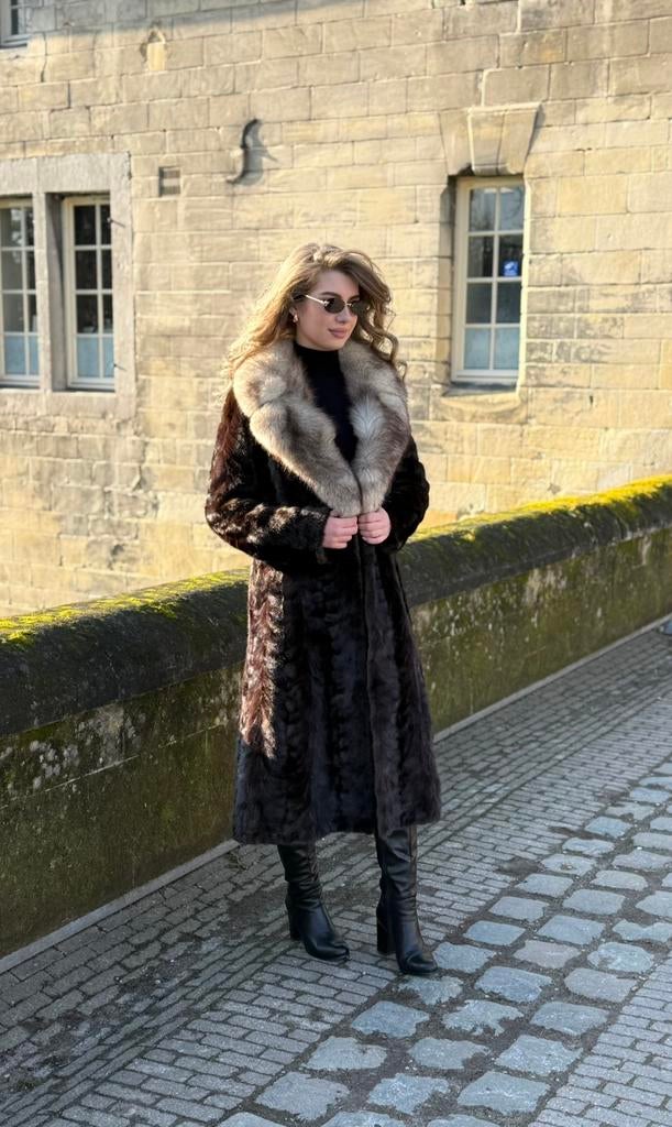 Luxe Nertsbontjas Vossen Bontkraag, Ophalen of Verzenden, Gedragen, Maat 38/40 (M), Bruin