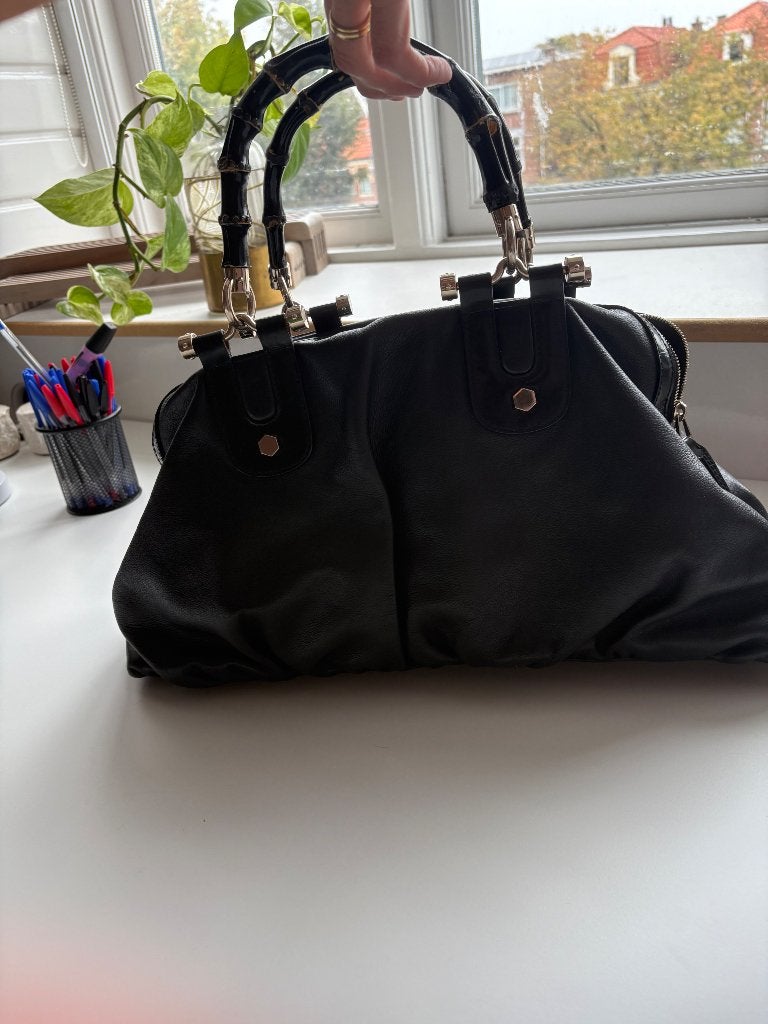 Vintage Gucci Bamboo bowler handtas, Sieraden, Tassen en Uiterlijk, Tassen | Damestassen, Ophalen of Verzenden, Gebruikt, Zwart