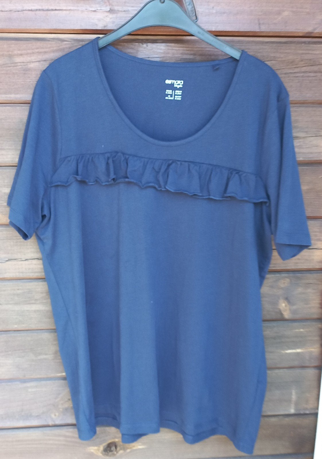 Esmara Lingerie T-shirt met ruches, maat 48/50, Blauw, Maat 46/48 (XL) of groter, Ophalen of Verzenden, Zo goed als nieuw