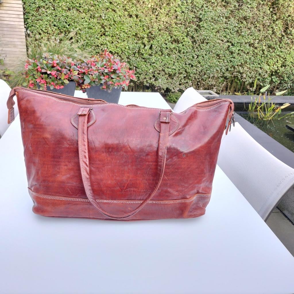 Te koop nieuwe leren weekend/reistas., Ophalen of Verzenden, Nieuw, Bruin