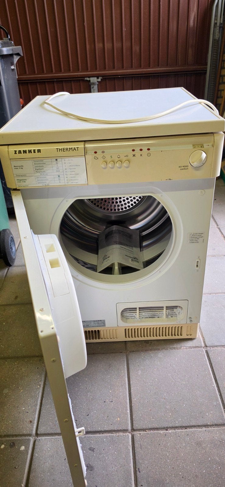 Zanker Thermat KE 9000 Wasdroger - Gebruikt, Witgoed en Apparatuur, Ophalen, 6 tot 8 kg, Gebruikt, Luchtafvoer