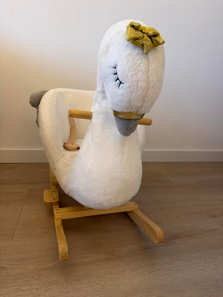Schattige Witte Zwaan Schommelstoel voor Baby's, Ophalen of Verzenden, Zo goed als nieuw, Jongen of Meisje