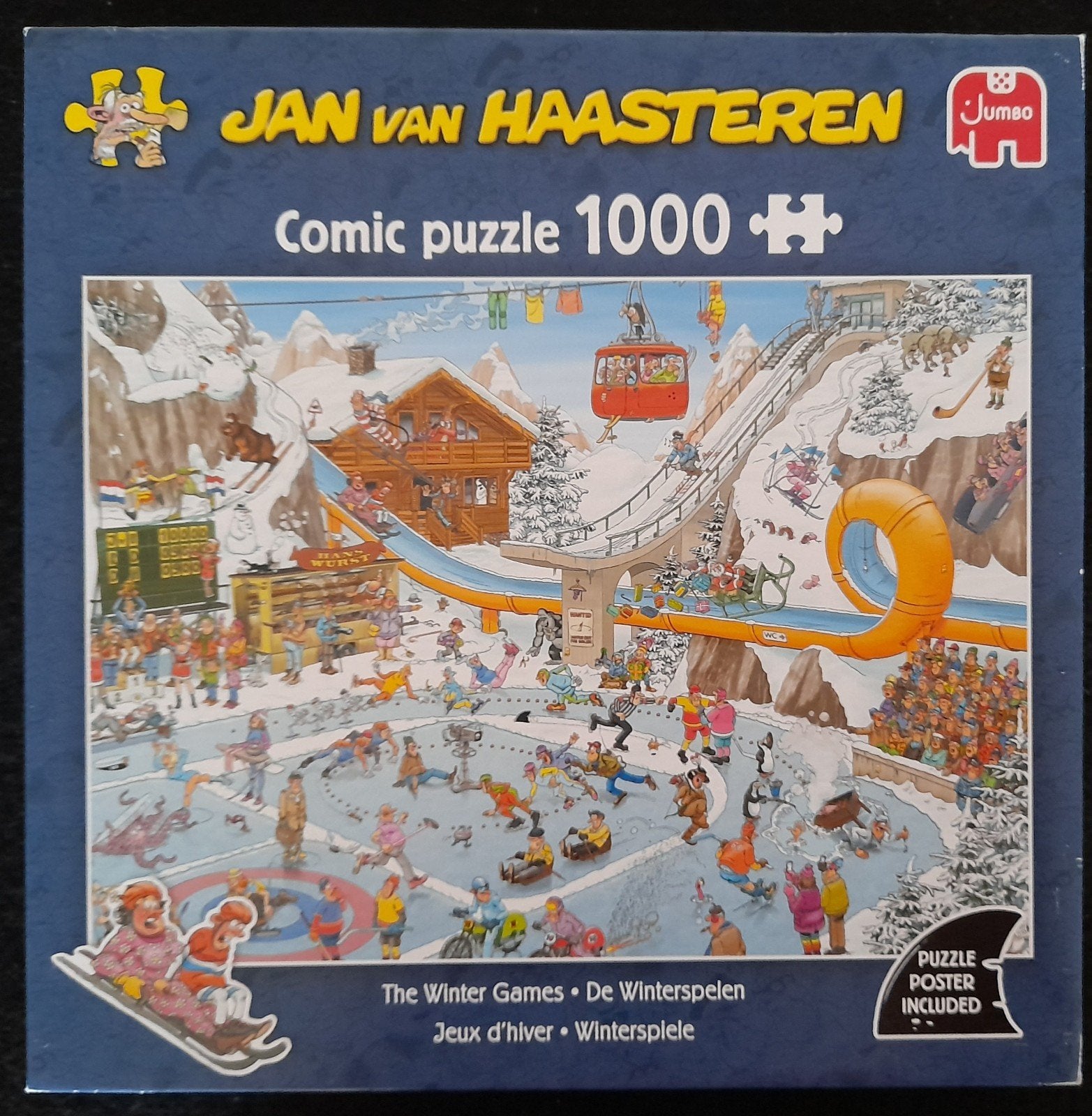 Puzzel Jan van Haasteren Winterspelen 1.000 stukjes, Ophalen of Verzenden, 500 t/m 1500 stukjes, Zo goed als nieuw