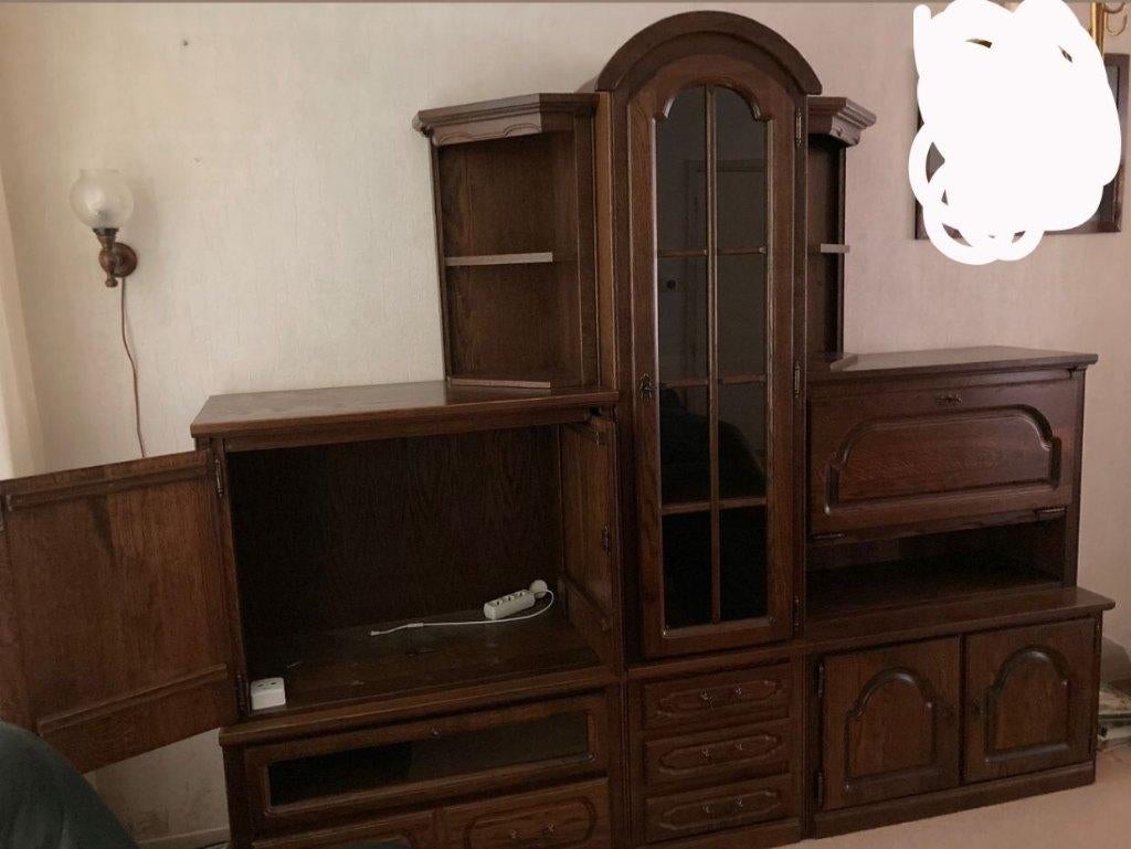Eiken wandmeubel, Huis en Inrichting, Kasten | Wandmeubels, Ophalen, Gebruikt, Met deur(en), 200 cm of meer