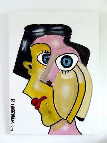 Ronald Habraken Acryl op linnen 50x70 in mooie staat., Antiek en Kunst, Ophalen