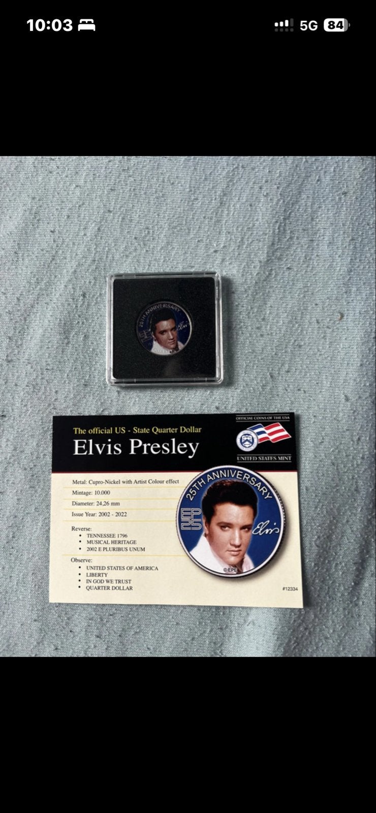 Elvis Presley Munten Collectie met Echtheidscertificaat, Ophalen of Verzenden, Overige typen