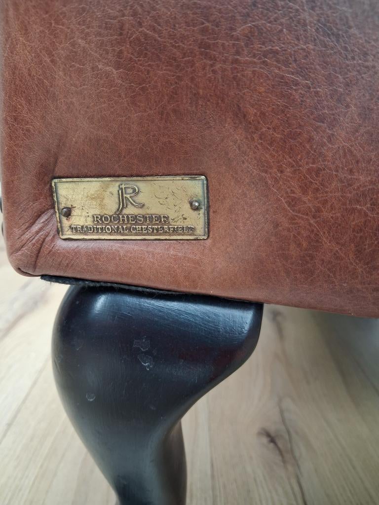 Rochester Chesterfield fauteuil - Cognac leer, Gebruikt, Ophalen of Verzenden, Chesterfield, Klassiek, Traditioneel, 75 tot 100 cm
