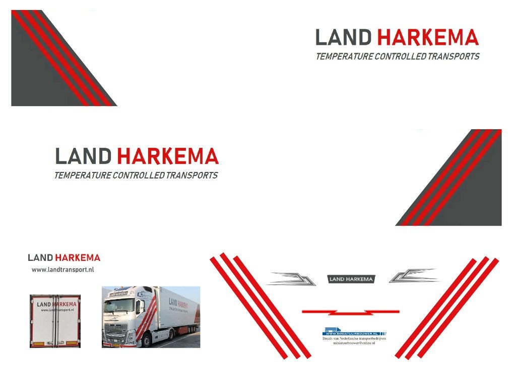 Vrachtauto decal 1:50 Land Harkema ( Volvo FH 4 ), Hobby en Vrije tijd, Modelauto's | 1:50, Verzenden, Nieuw, Bus of Vrachtwagen