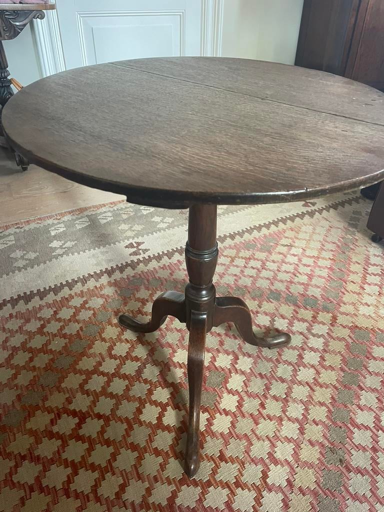 Engelse birdcage tilttop tafel 63 cm eikenhout plm 1800, Ophalen