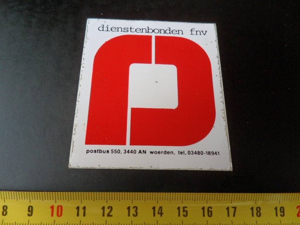 sticker logo dienstenbonden FNV woerden, Ophalen, Zo goed als nieuw