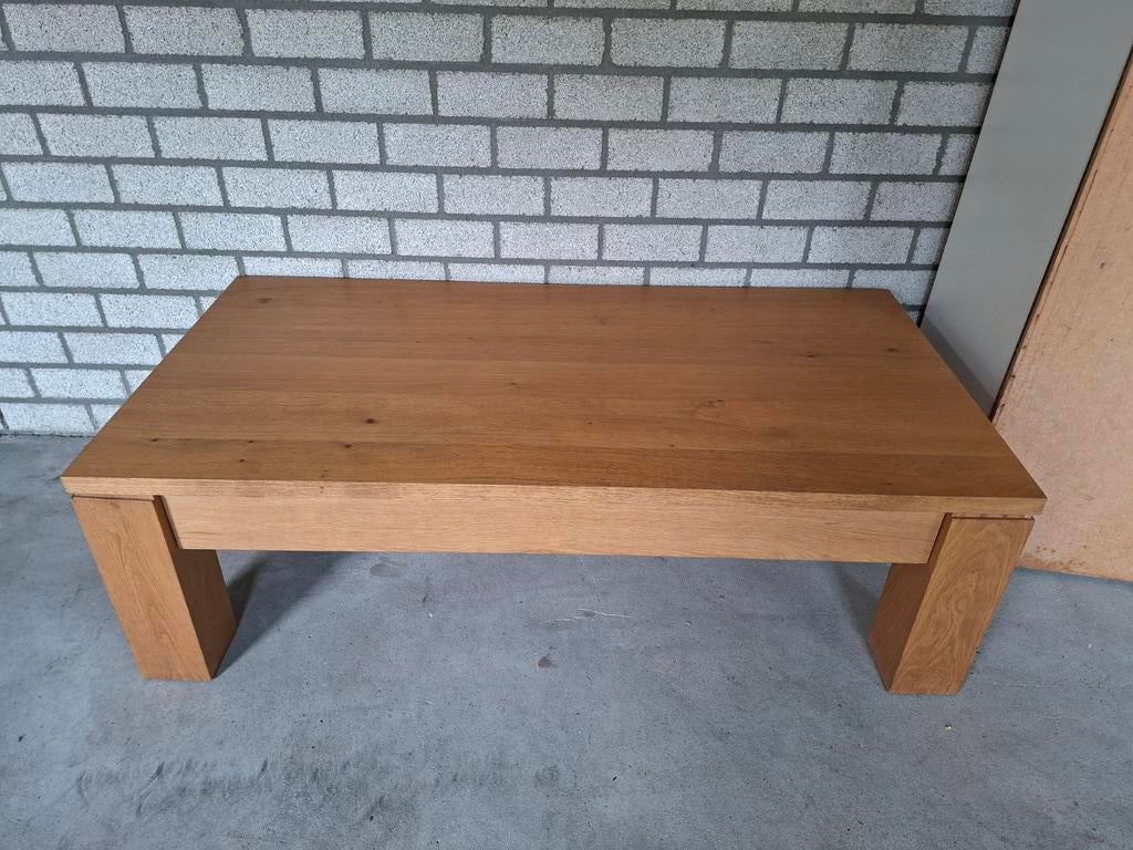 Salontafel met lade, Ophalen, 100 tot 150 cm, Eikenhout, 50 tot 100 cm