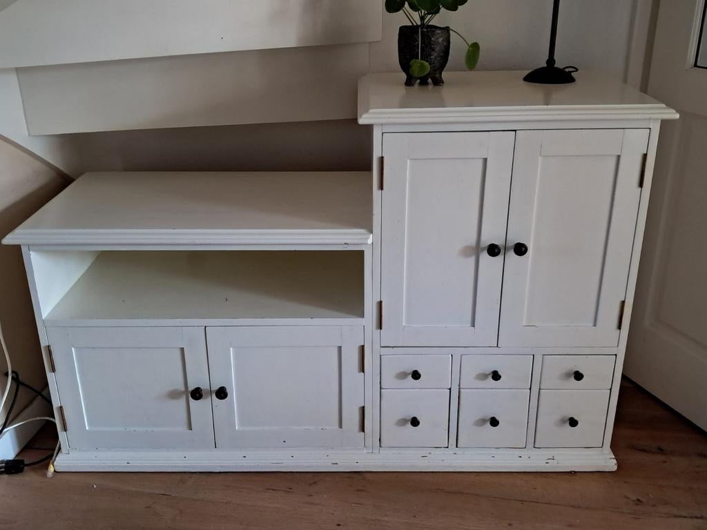 Witte grenen kast, Ophalen, Gebruikt, 25 tot 50 cm, 100 tot 150 cm