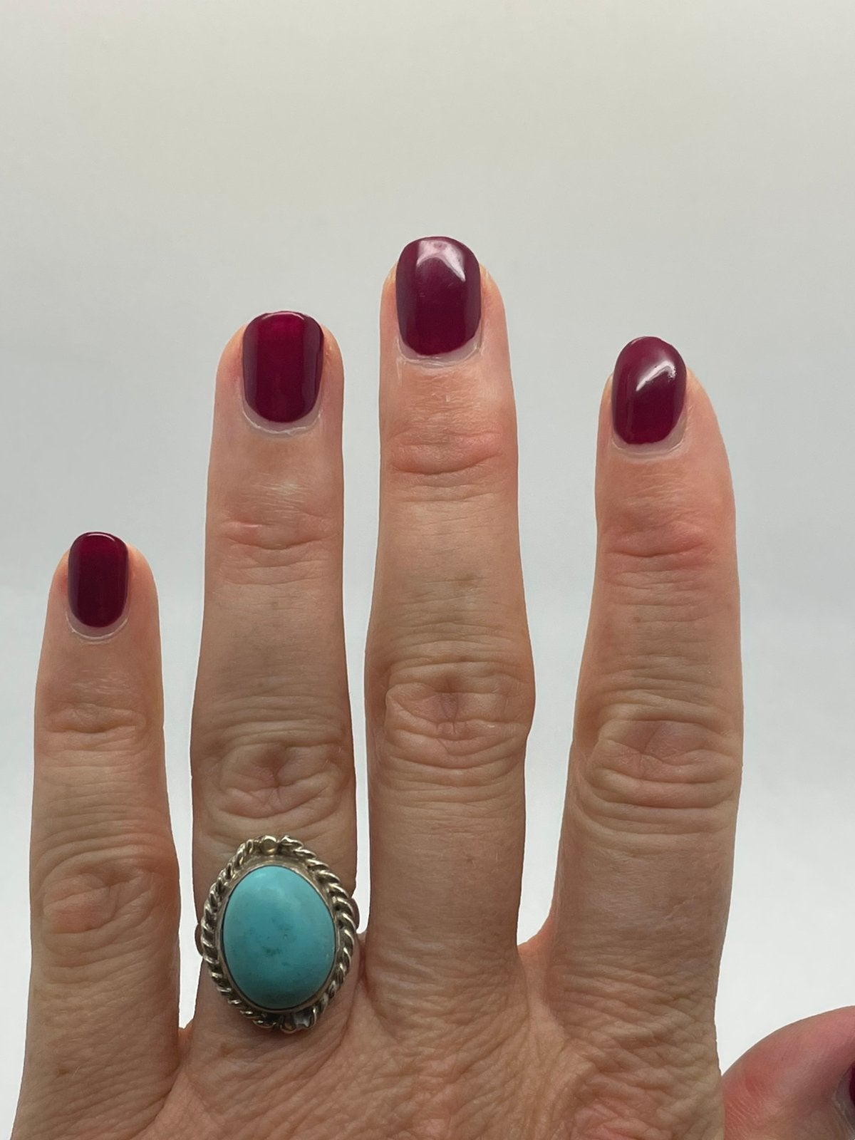 F926 Prachtige zilberen turkoois ring maat 17, Ophalen of Verzenden, X, Met edelsteen, Dame