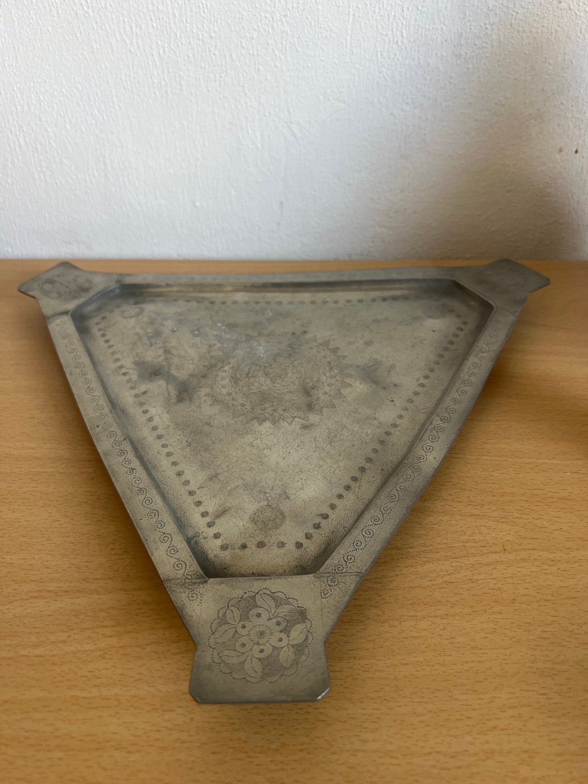 Vintage Tinnen Dienblad met Briefhouder - Beschadigd, Antiek en Kunst, Ophalen of Verzenden