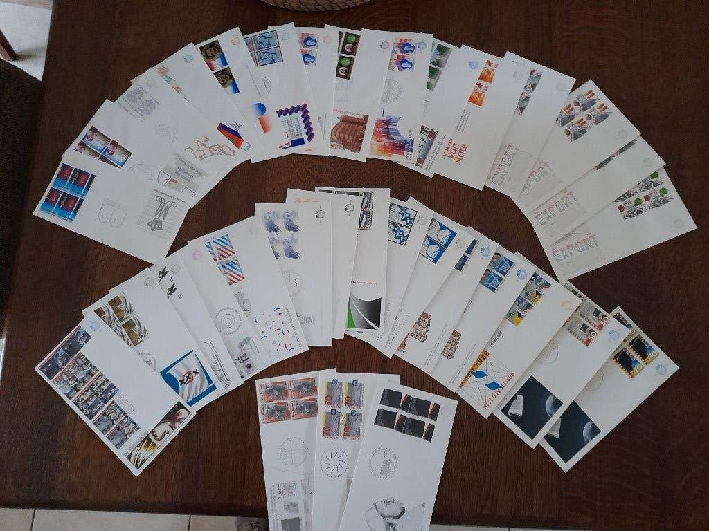 FDC's met zegels in blokken van 4, Ophalen of Verzenden, Nederland