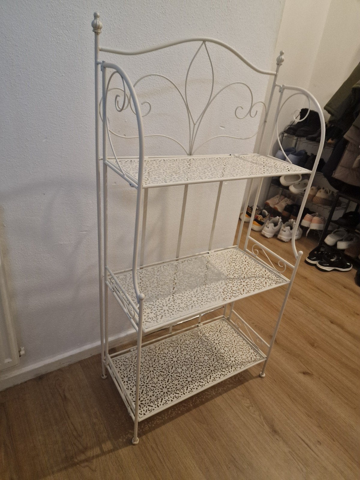 Decoratief wit metalen rek met 3 planken, Ophalen, Gebruikt