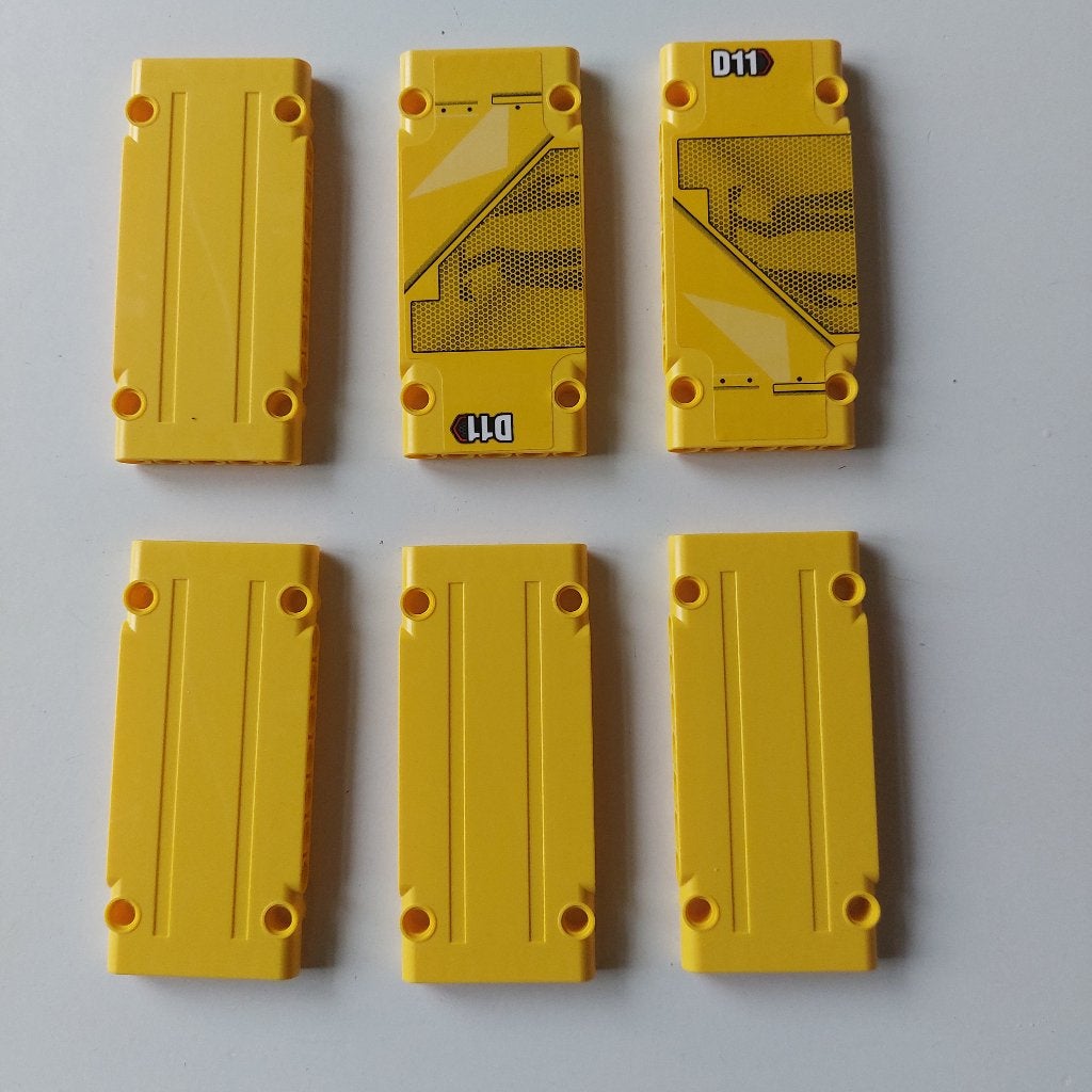 6 technic Lego paneel plaat 1x5x11 geel, Lego, Ophalen of Verzenden, Zo goed als nieuw, Technic