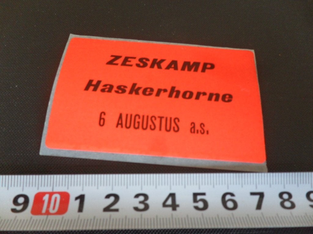 sticker Zeskamp Haskerhorne 6 augustus a.s., Ophalen of Verzenden, Zo goed als nieuw