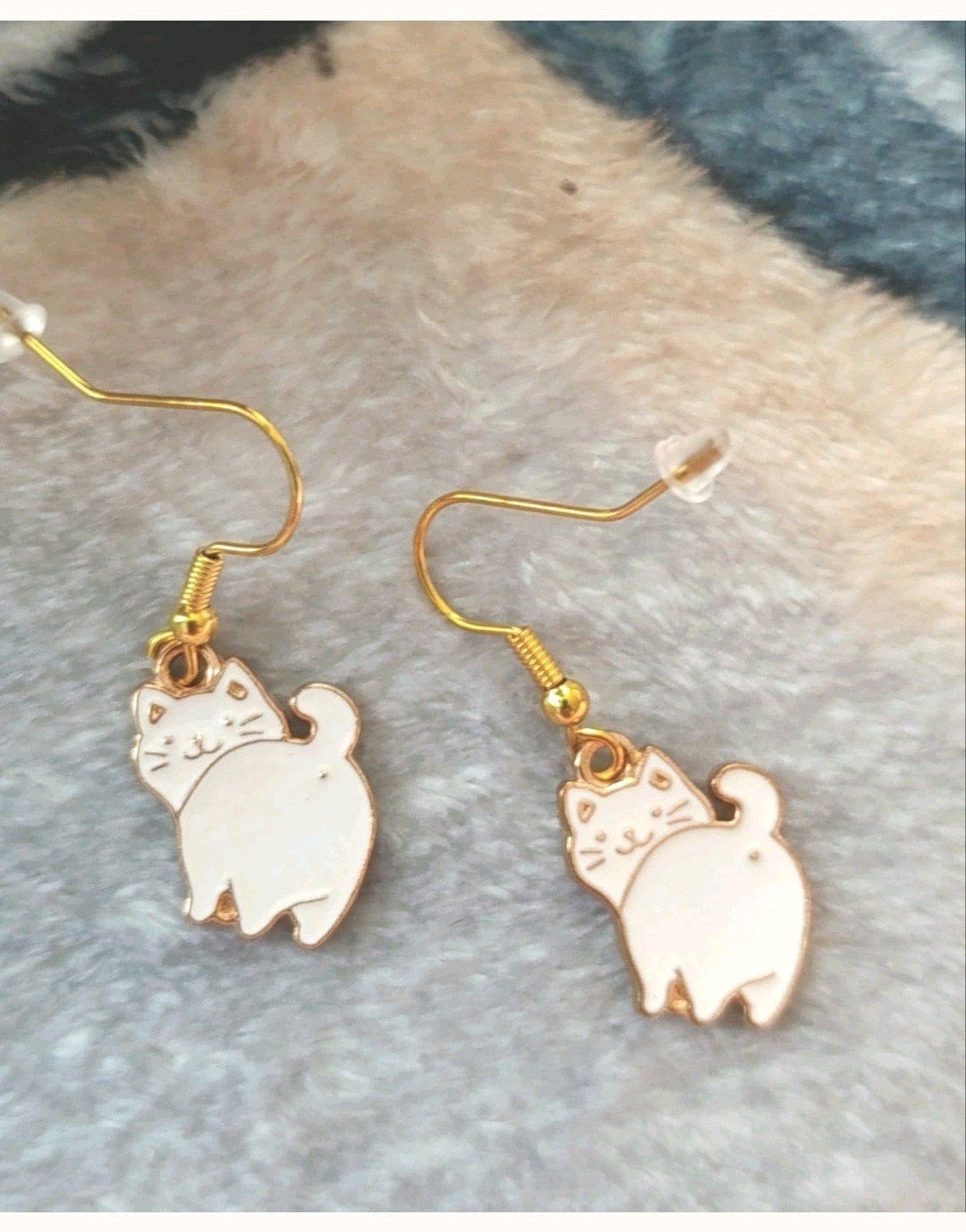 oorbellen kat, Verzenden, Nieuw, Goud, Hangers
