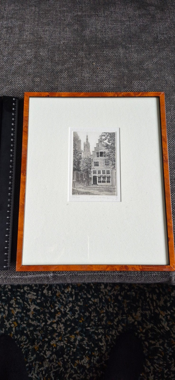 Ets Appelmarkt Amersfoort met Onze Lieve Vrouwetoren, Antiek en Kunst, Kunst | Etsen en Gravures, Stadsgezicht, Ophalen of Verzenden