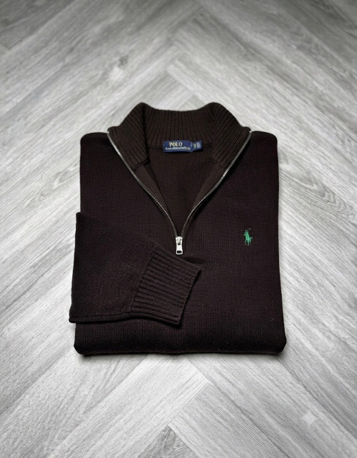 Bruine Ralph Lauren Quarter Zip - Maat M, Ophalen of Verzenden, Zo goed als nieuw, Maat 48/50 (M), Bruin