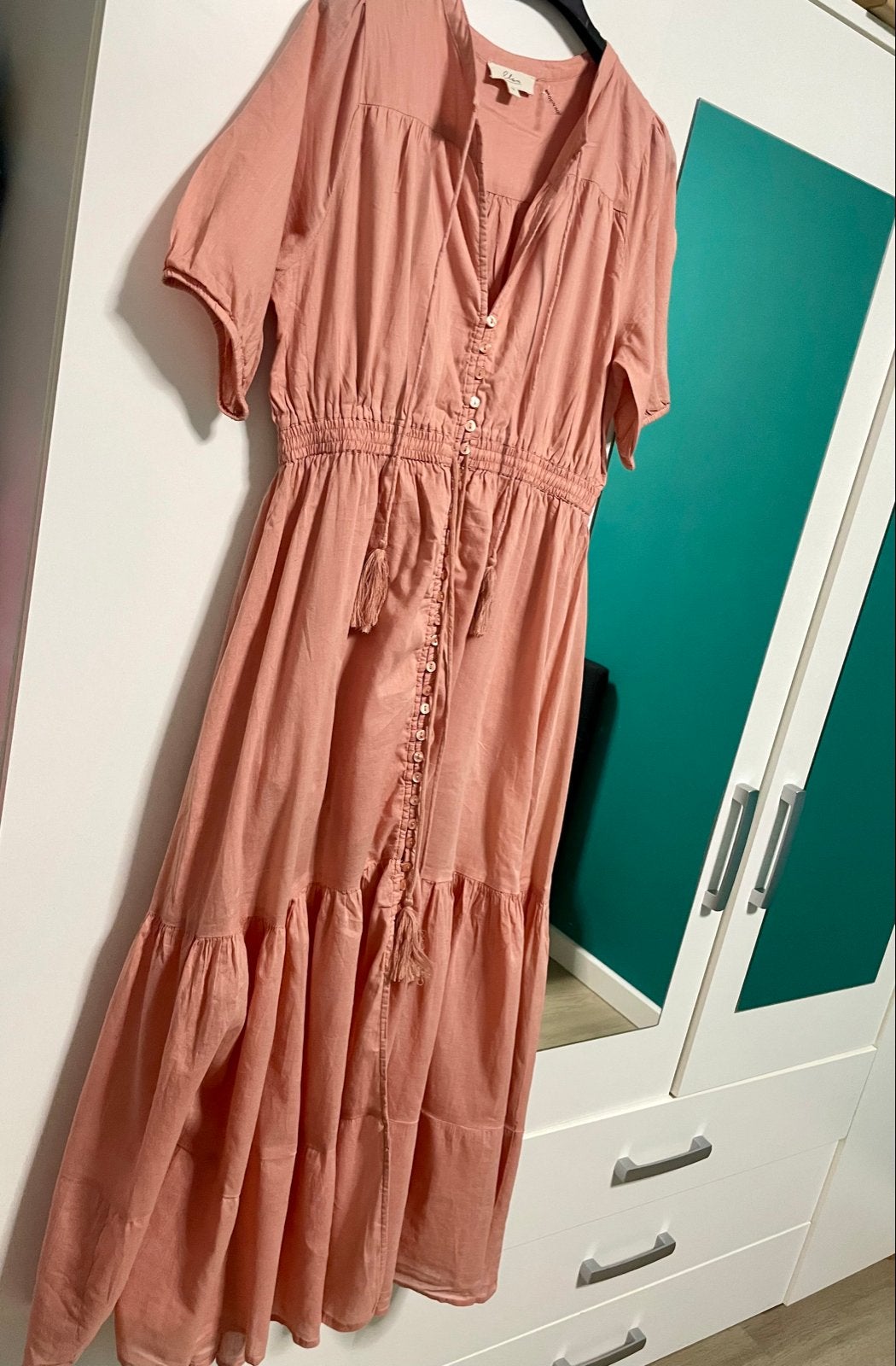 Nieuwe Maxi Jurk Zalm Katoen Ibiza Boho M/L, Maat 38/40 (M), Nieuw, Ophalen of Verzenden, Roze