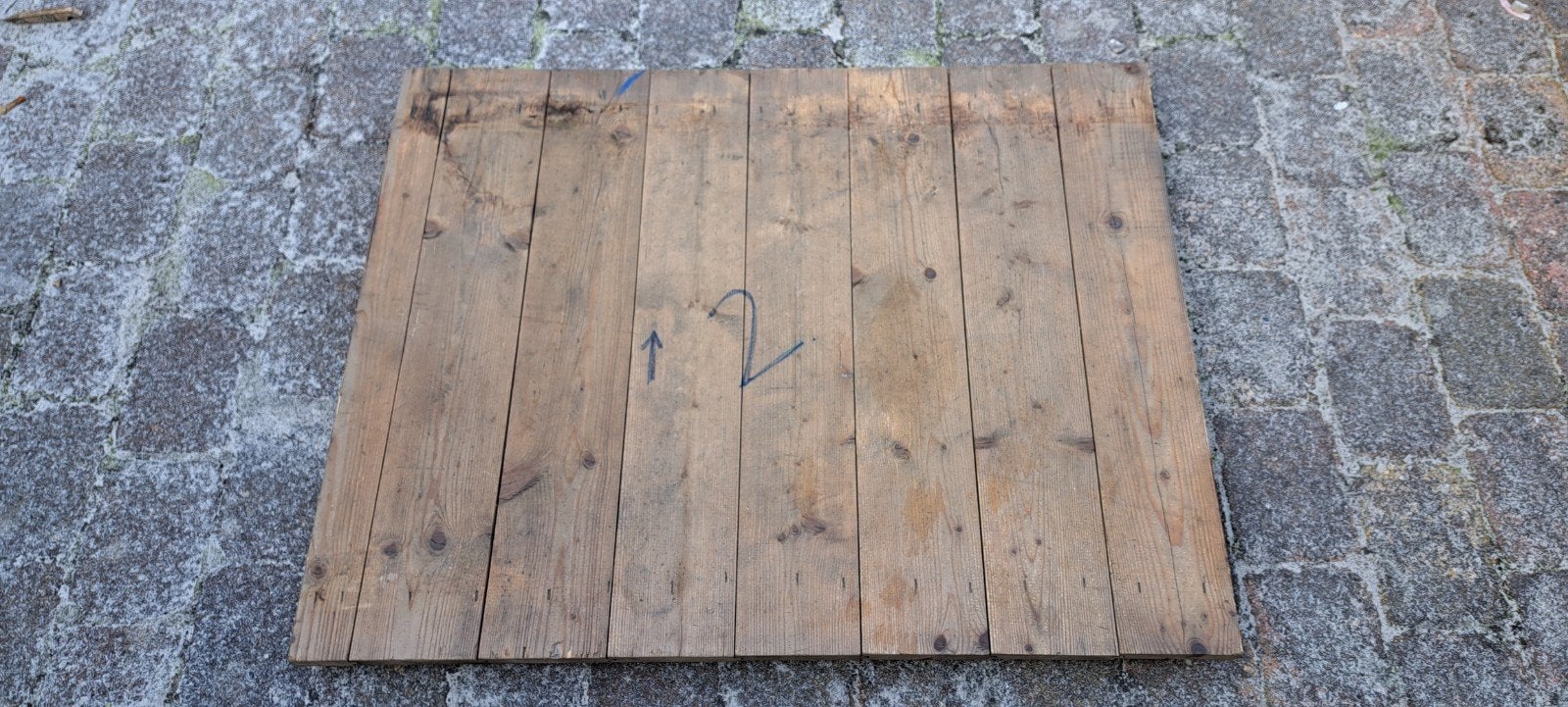 Houten vlonders / schotten / tegels 1m x 0,8m, Ophalen, Gebruikt