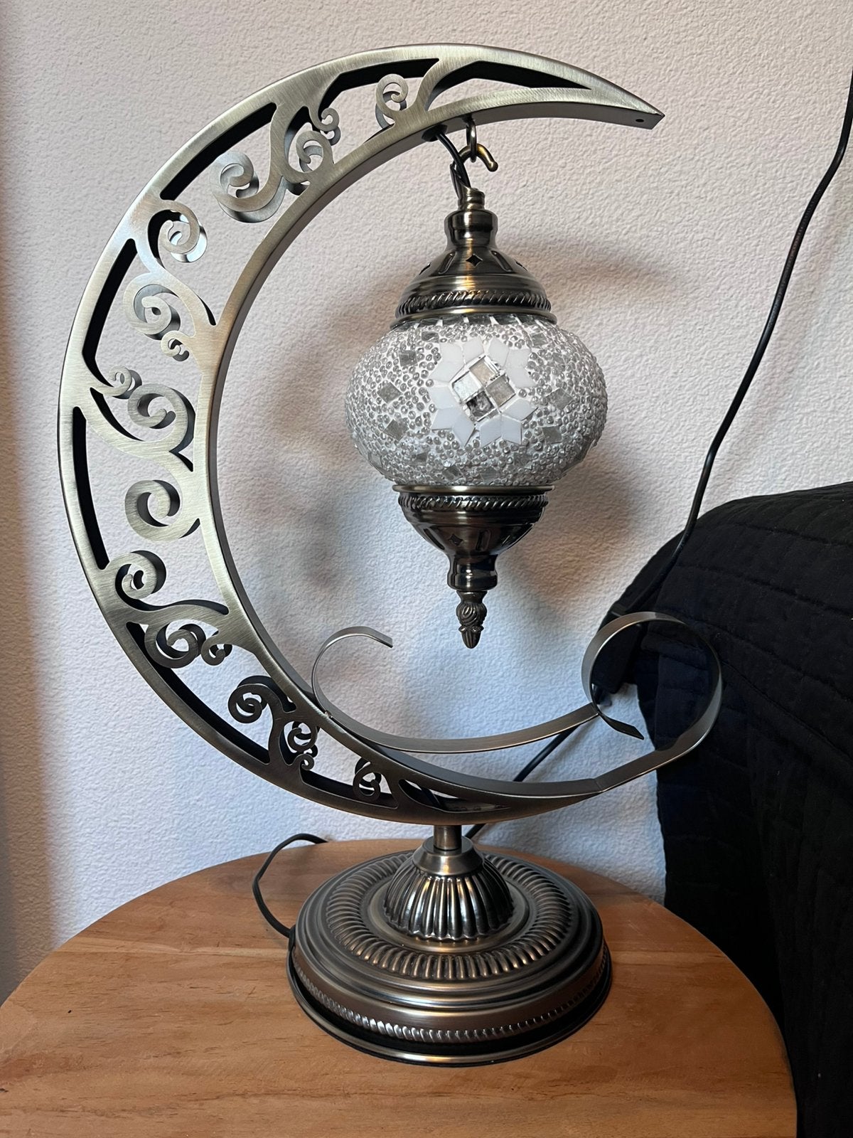 Marokkaanse lamp maan, Zilver, Ophalen of Verzenden, Zo goed als nieuw, E14 (klein)