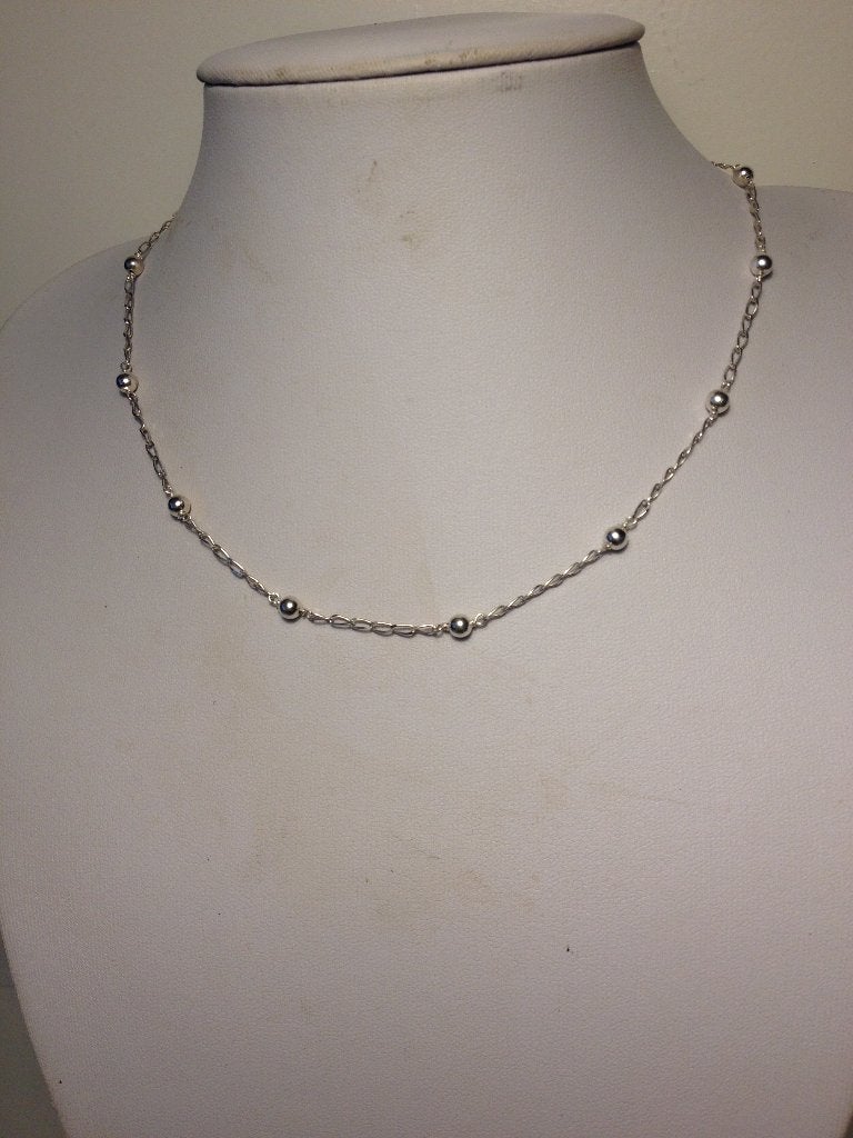 zilveren kettinkje met bolletjes, Verzenden, Zo goed als nieuw, Zilver, Zilver