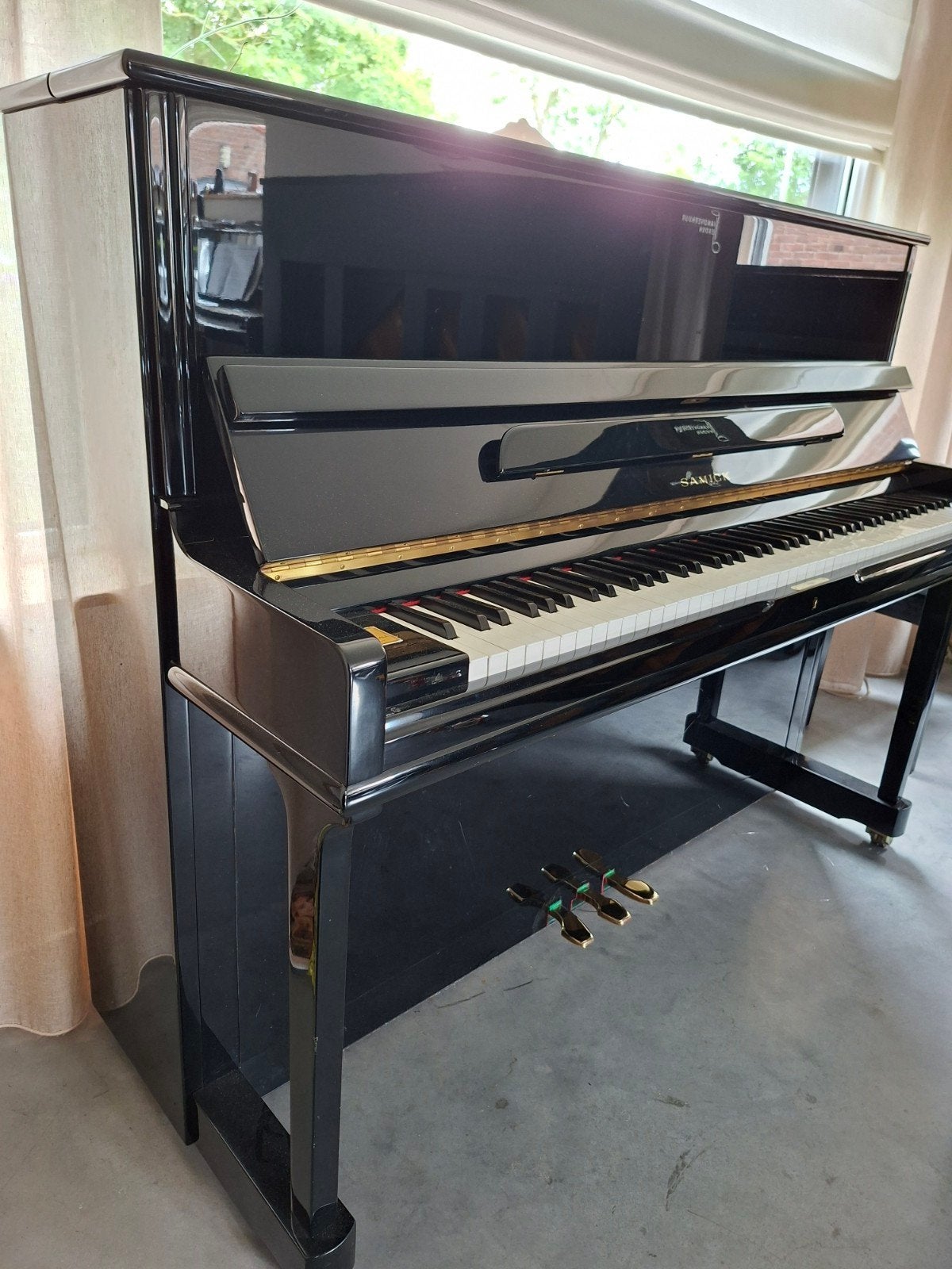 Samick SU-118 zwart hoogglans piano, Zwart, Ophalen of Verzenden, Zo goed als nieuw, Piano