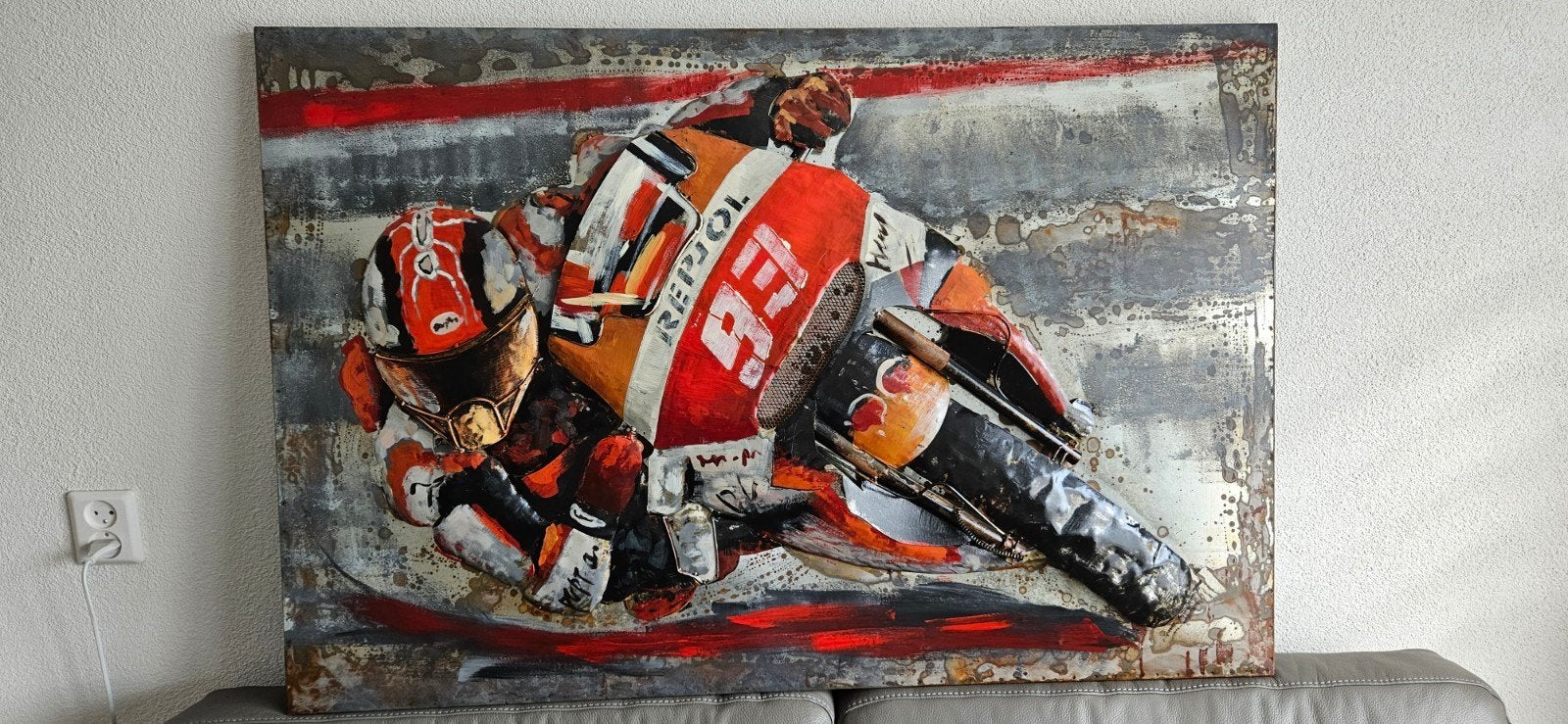 Schilderij 3D metaal moto gp marc marquez, Huis en Inrichting, Woonaccessoires | Schilderijen, Tekeningen en Foto's, Ophalen, Zo goed als nieuw